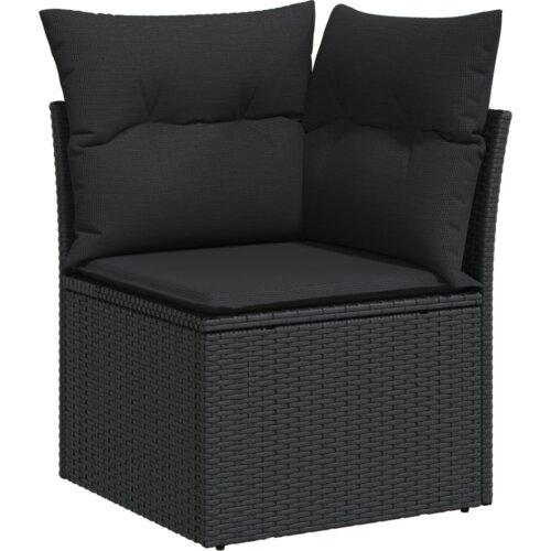 vidaXL 11-delna vrtna jedilna garnitura z blazinami črn poli ratan acacia Cene
