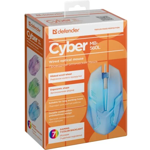 Defender MOUSE CYBER MB-560L BLACK 7 COLORS 1200DPI 3P