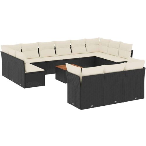 vidaXL 14-dijelni set vrtnih sofa s jastucima poliratan crni Cene