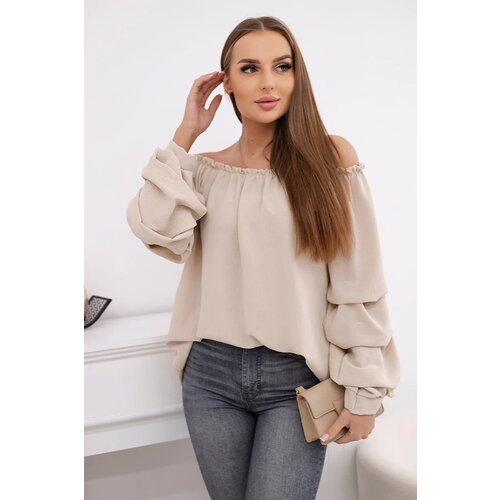 Kesi Spanish blouse with decorative sleeves beige Slike