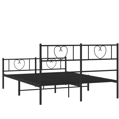  Metalni okvir kreveta uzglavlje i podnožje crni 150x200 cm Slike