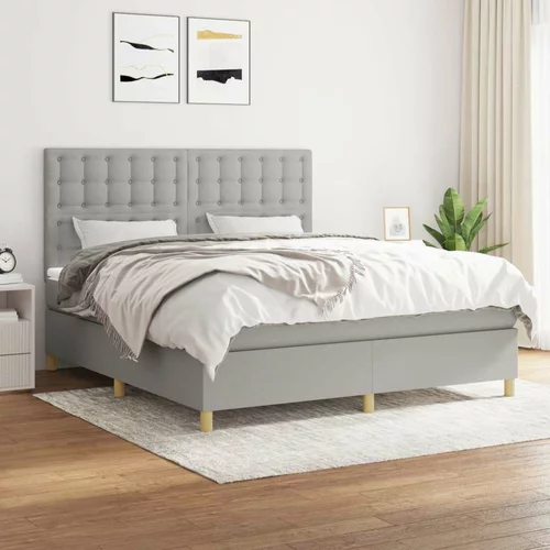  Box spring postelja z vzmetnico svetlo siva 180x200 cm blago, (20790509)