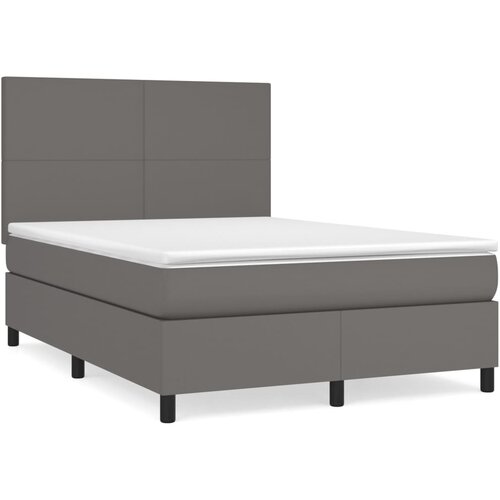 vidaXL Box spring postelja z vzmetnico siv 140x190 cm umetno usnje, (20899170) Cene