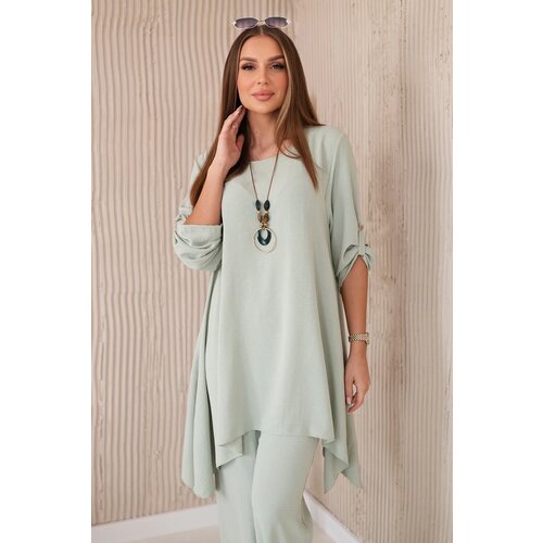 Kesi Włoski Set of blouse + pants with pendant dark mint Cene