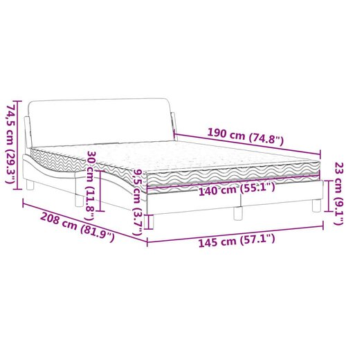 VidaXL krevet s madracem crni 140 x 190 cm od tkanine Slike