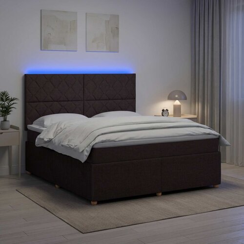  LED okvir za krevet s madracem Tamno smeđa 180 x 200 cm Tkanina Cijene