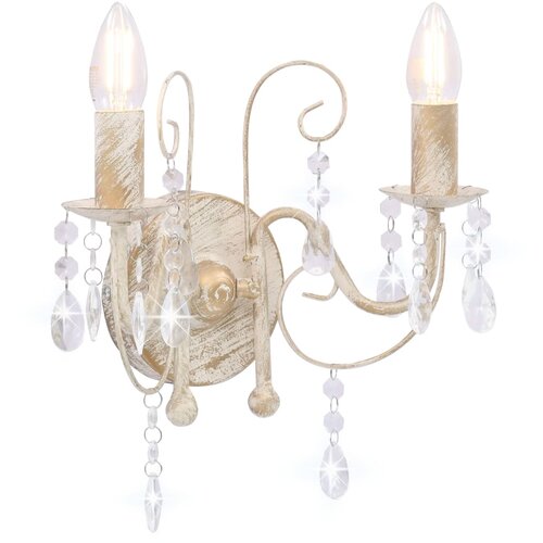 vidaXL Stenska svetilka s kroglicami antično bela 2 x E14 žarnice, (20618365) Cene