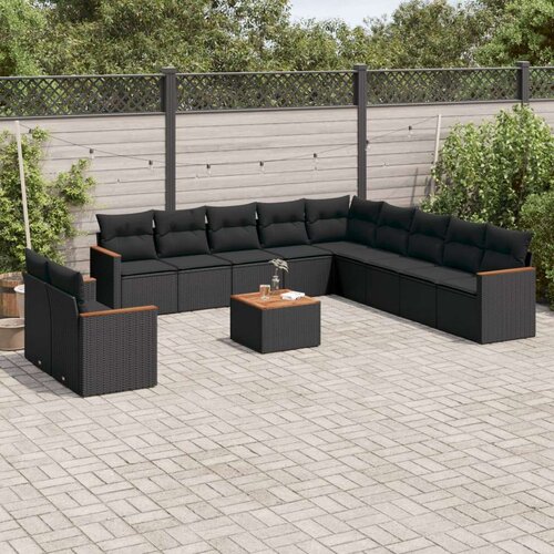  12-dijelni set vrtnih sofa od poliratana s jastucima crni Cijene