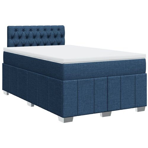 vidaXL Box spring postelja z vzmetnico moder 120x200 cm blago, (21305242) Cene