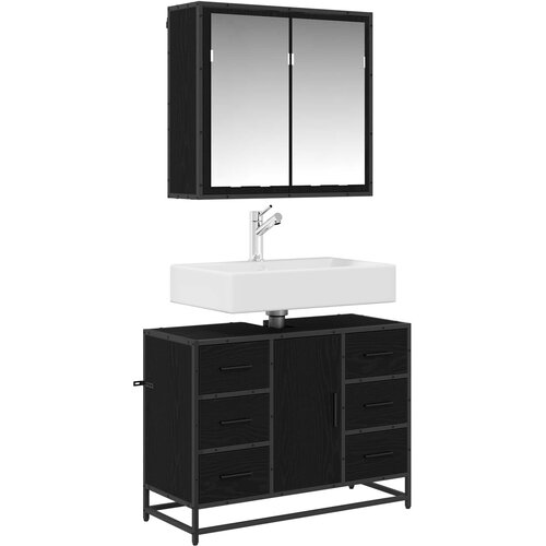  Set namje&amp;scaron;taja za kupaonicu 2 kom. Crni hrast 80 x 33 x 60 cm Slike