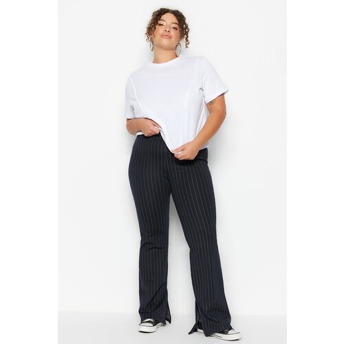 Trendyol Curve Plus Size Pants - Navy blue - Flare Slike