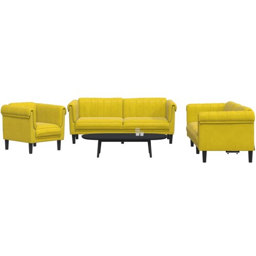 vidaXL Sedežna garnitura 3-delna rumen žamet Cene