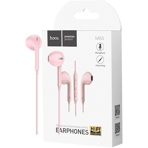 hoco. Slu&scaron;alke z mikrofonom, 3.5 mm, dolžina kabla 1.2 metra, roza - M55 Memory sound Pink Cene