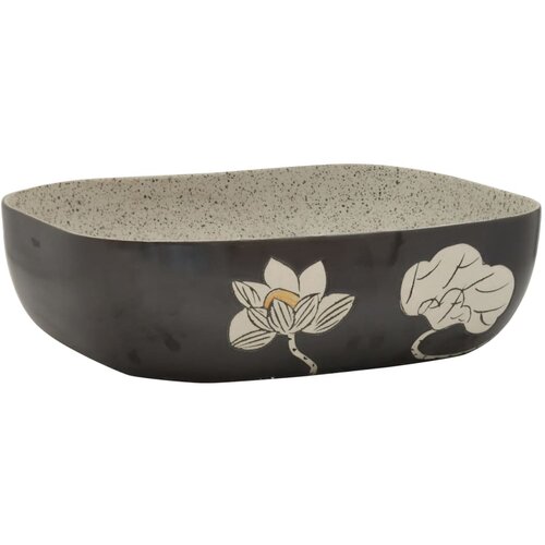 Maison Chic Umivalnik - Kopalna umivalnik - Lavabo siv in črn pravokoten 48x37,5x13,5 cm keramika, (21684669) Cene