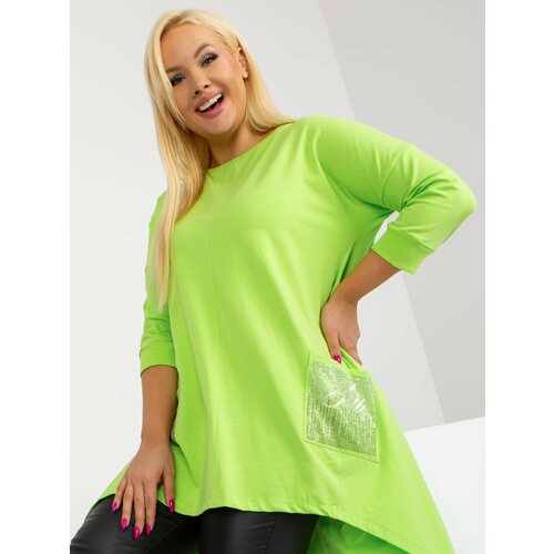 Fashion Hunters Lime green blouse plus size asymmetrical fit Slike