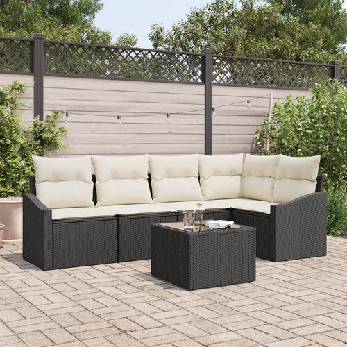 VidaXL set vrtne sofe Set od 6 Bež, Kava PE Rattan, Čelik, Poliester Slike