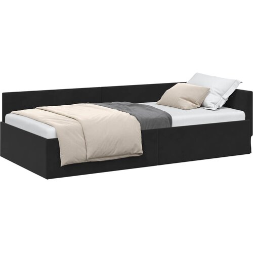  Kutni okvir kreveta s uzglavljem Crna 80 cm x 200 cm Bar&amp;scaron;un Slike