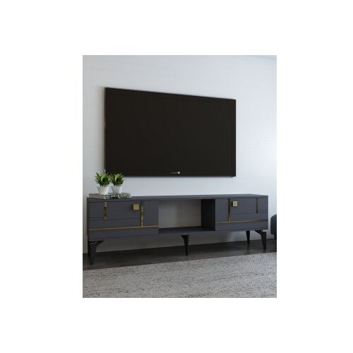 Hanah home Hanah Kućni TV komoda Madera, 150x44,6x29,6 cm, Antracit-zlatna Slike
