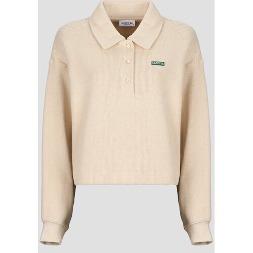 Lacoste Sweatshirt polo en interlock c&amp;ocirc;tel&amp;eacute; avec &amp;eacute;tiquette Bež Slike