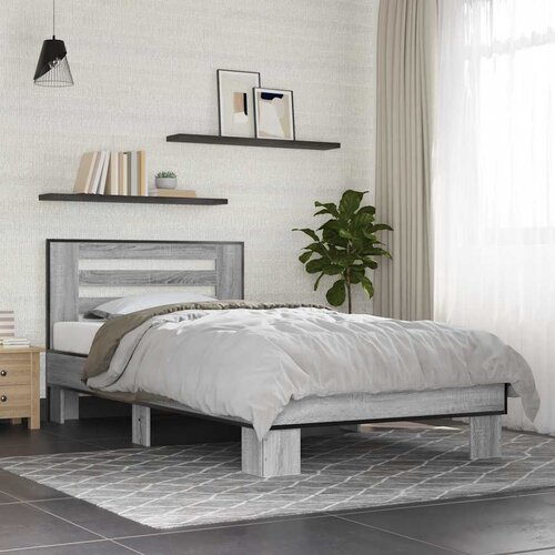  Okvir za krevet boja hrasta 100x200cm konstruirano drvo i metal Siva 100 x 200 cm Cene