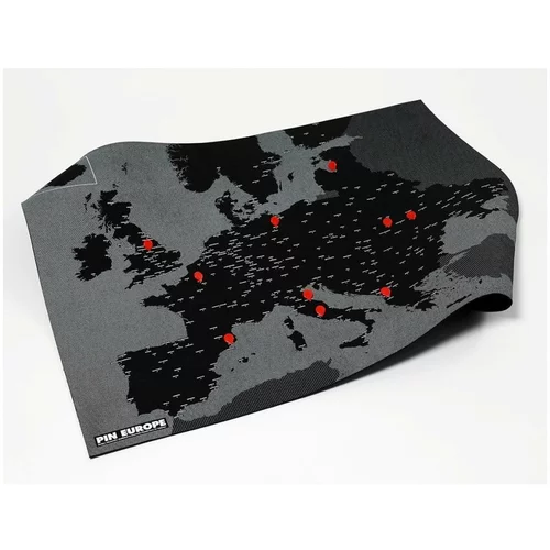 Palomar Črn stenski zemljevid Evrope Pin World, 100 x 80 cm