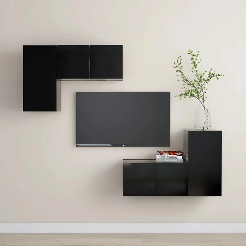 vidaXL Komplet TV omaric 4-delni črna iverna plošča, (20731940)