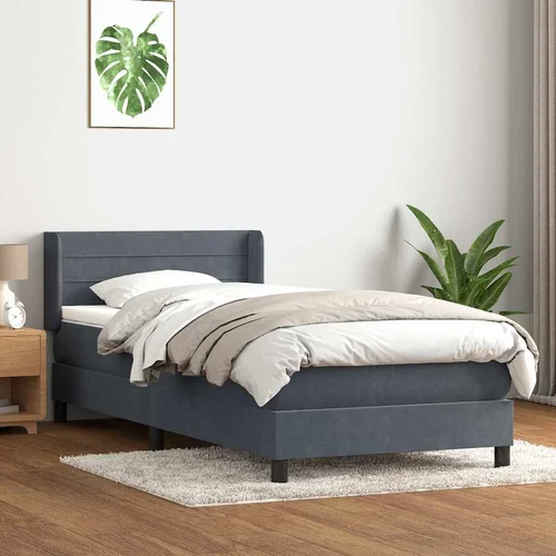 vidaXL Box spring krevet s madracem tamnosivi 100x210 cm baršunasti