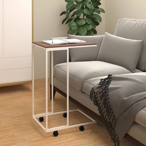 The Living Store Stranska mizica s kolesi bela 40x30x63,5 cm inženirski les - Stranska Mizica, (21421460) Slike