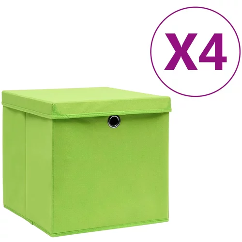  Kutije za pohranu s poklopcima 4 kom 28 x 28 x 28 cm zelene