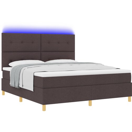 vidaXL Krevet s podnicom i madracem &amp  LED tamnosmeđi 180x200 cm tkanina Cijene
