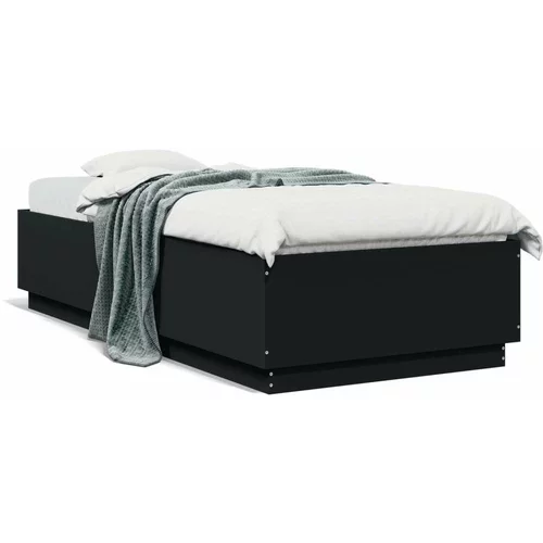  Okvir za krevet s LED svjetlima crni 100 x 200 cm drveni