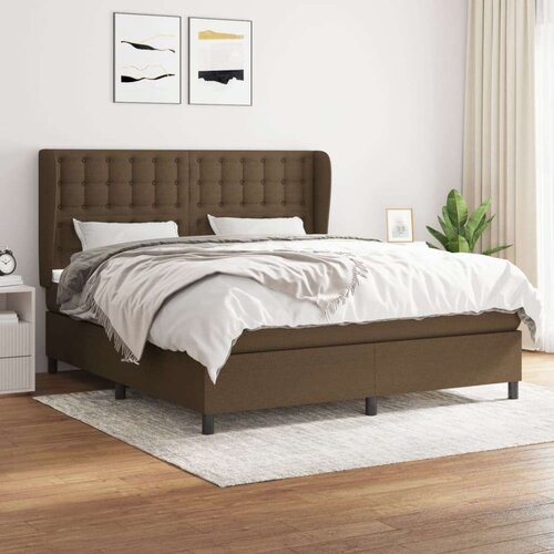  Box spring postelja z vzmetnico temno rjava 160x200 cm blago, (20901575) Slike