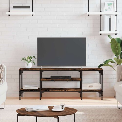 vidaXL TV omarica dimljeni hrast 121x35x45 cm inženirski les in železo Cene