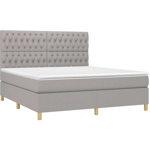  Box spring s madracem LED svjetlosivi 180x200 cm tkanina Slike