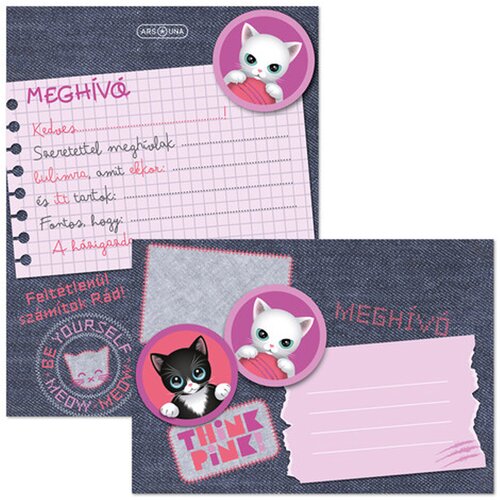 Ars Una Think pink set od 10 pozivnica s mačkama i kuvertama Cene