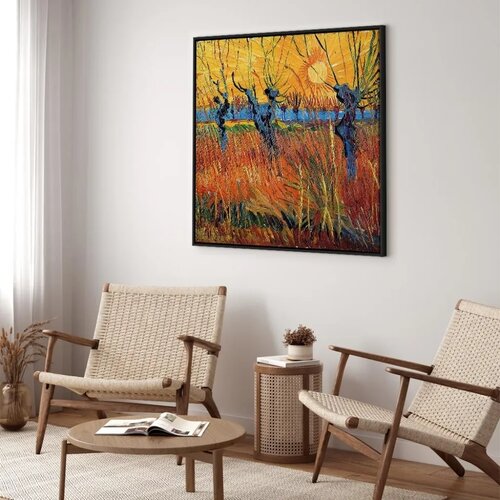  Slika - Vincent van Gogh &ndash; Willows at Sunset 60x60 U crnom drvenom okviru Cijene