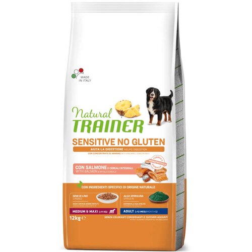 Natural Trainer Sensitive No Gluten Adult Medium/Maxi - losos 2 x 12 kg Cene