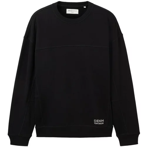 Tom Tailor Sweater majica crna / prljavo bijela