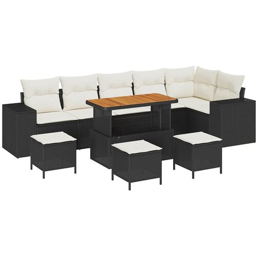  Sjedeća garnitura za vrt 10 kom. Crna poliratan 310 x 145 x 85 cm Slike