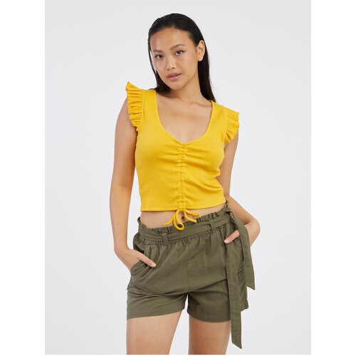 Pieces Yellow Women's Short T-Shirt Tegan - Women Cene