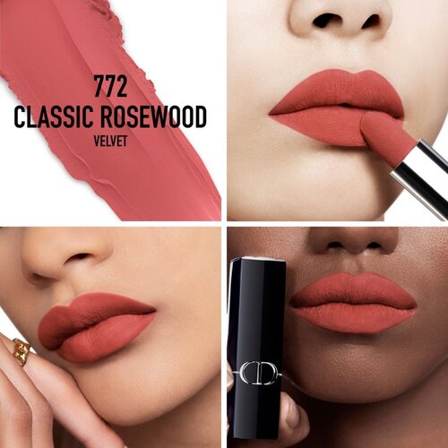 Dior Rouge dolgoobstojna &amp;scaron;minka polnilna odtenek 772 Classic Rosewood Velvet 3,5 g Slike