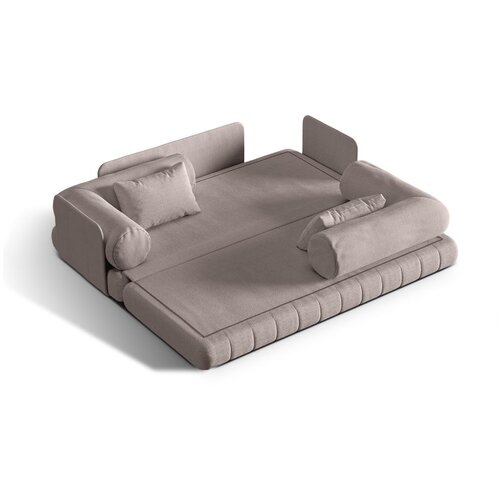 Cosmopolitan Design Sivo-bež raztegljiva sedežna garnitura iz tkanine boucl&amp;eacute; 206 cm Kemi &amp;ndash; Slike