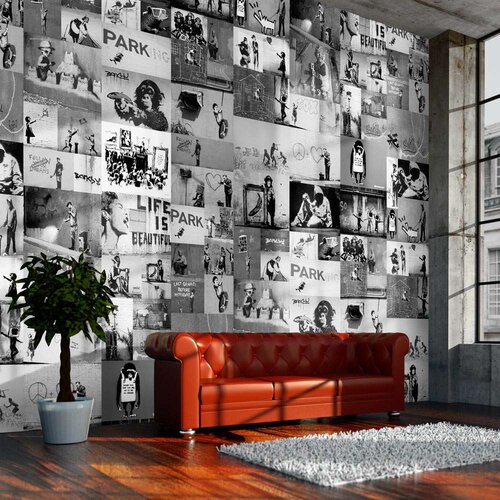  Tapeta - Banksy - grey collage 50x1000 Slike