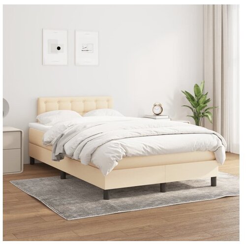  Krevet s oprugama i madracem krem 120 x 200 cm od tkanine Cijene
