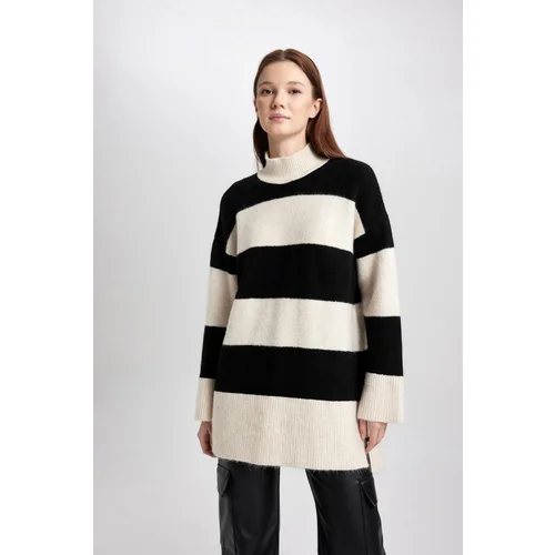 Defacto Turtleneck Striped Knitwear Tunic