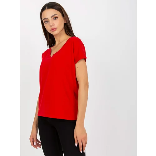Fashion Hunters Basic red women's cotton t-shirt