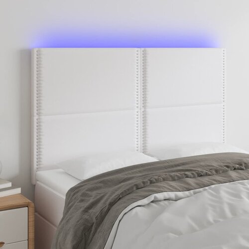  The Living Store LED posteljno vzglavje belo 144x5x118/128 cm umetno usnje - LED Vzglavje, (21453781) Cene