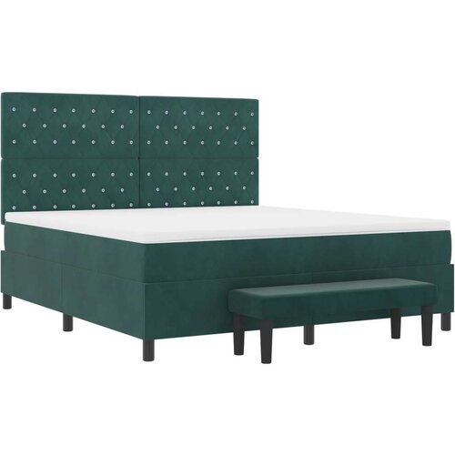  Krevet s podnicom madracem i klupom tamnozelene boje 180x200 cm Slike