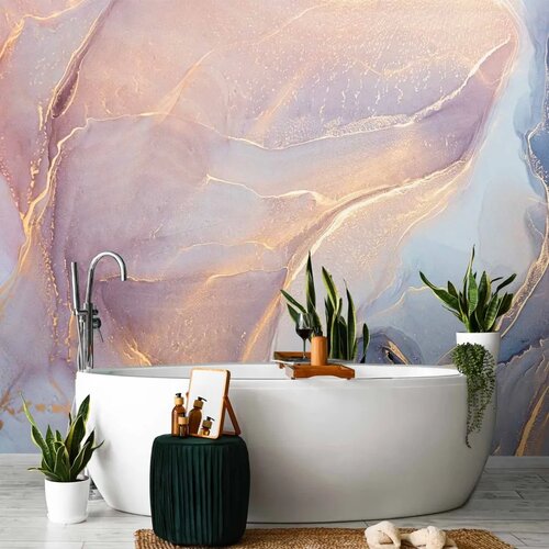  Foto tapeta - Pink and Blue Marble - Abstract Watercolour With Gold Accent 500x350 Vodootporna Slike