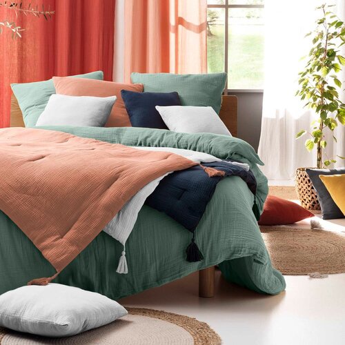Douceur d int&amp;eacute;rieur Svijetlo zelena posteljina za bračni krevet/za produženi krevet od muslina 240x260 cm Angelia &amp;ndash; Slike